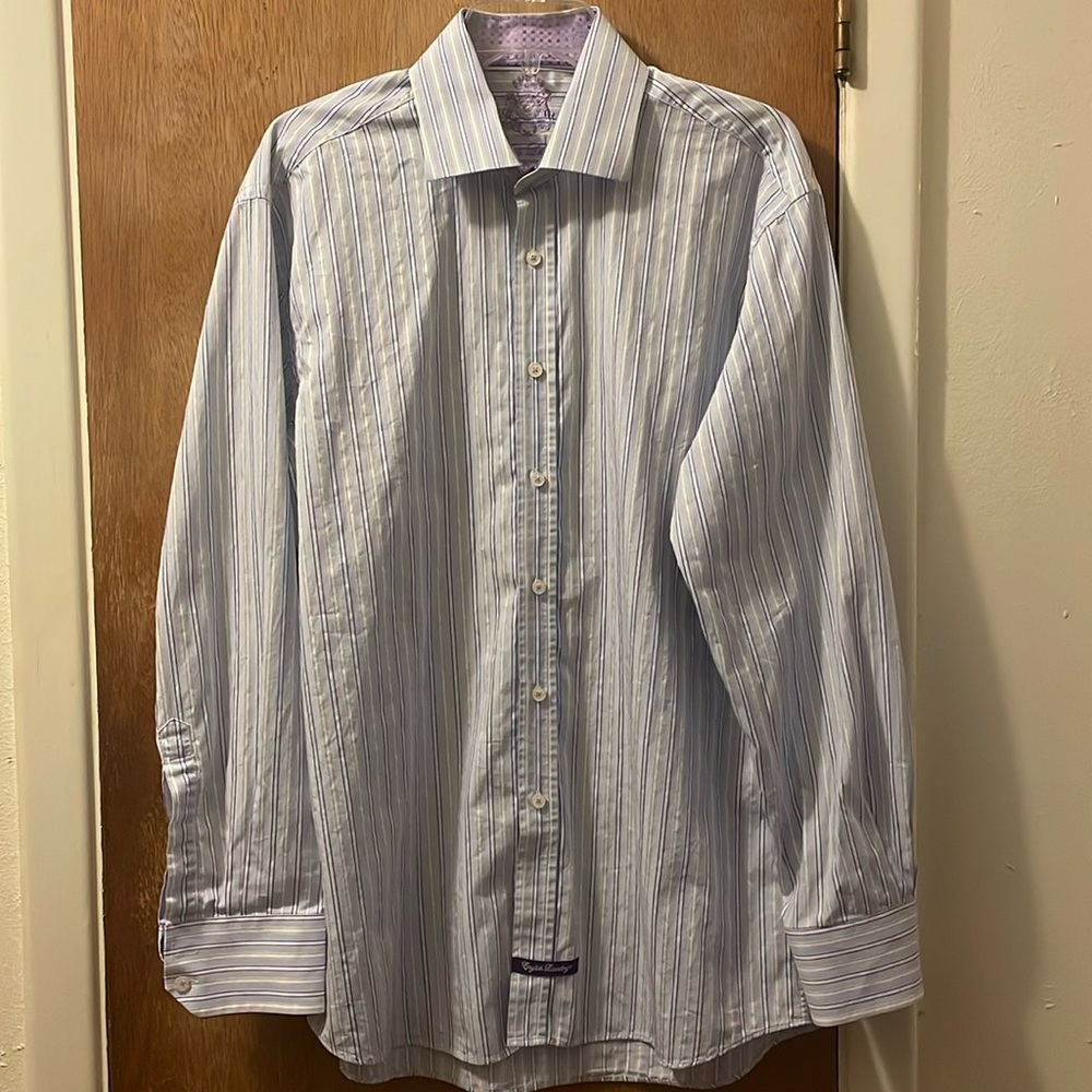 Authentic English Laundry Men’s Dress Shirt Sz 16 1/2” 34/35 GUC Sharp